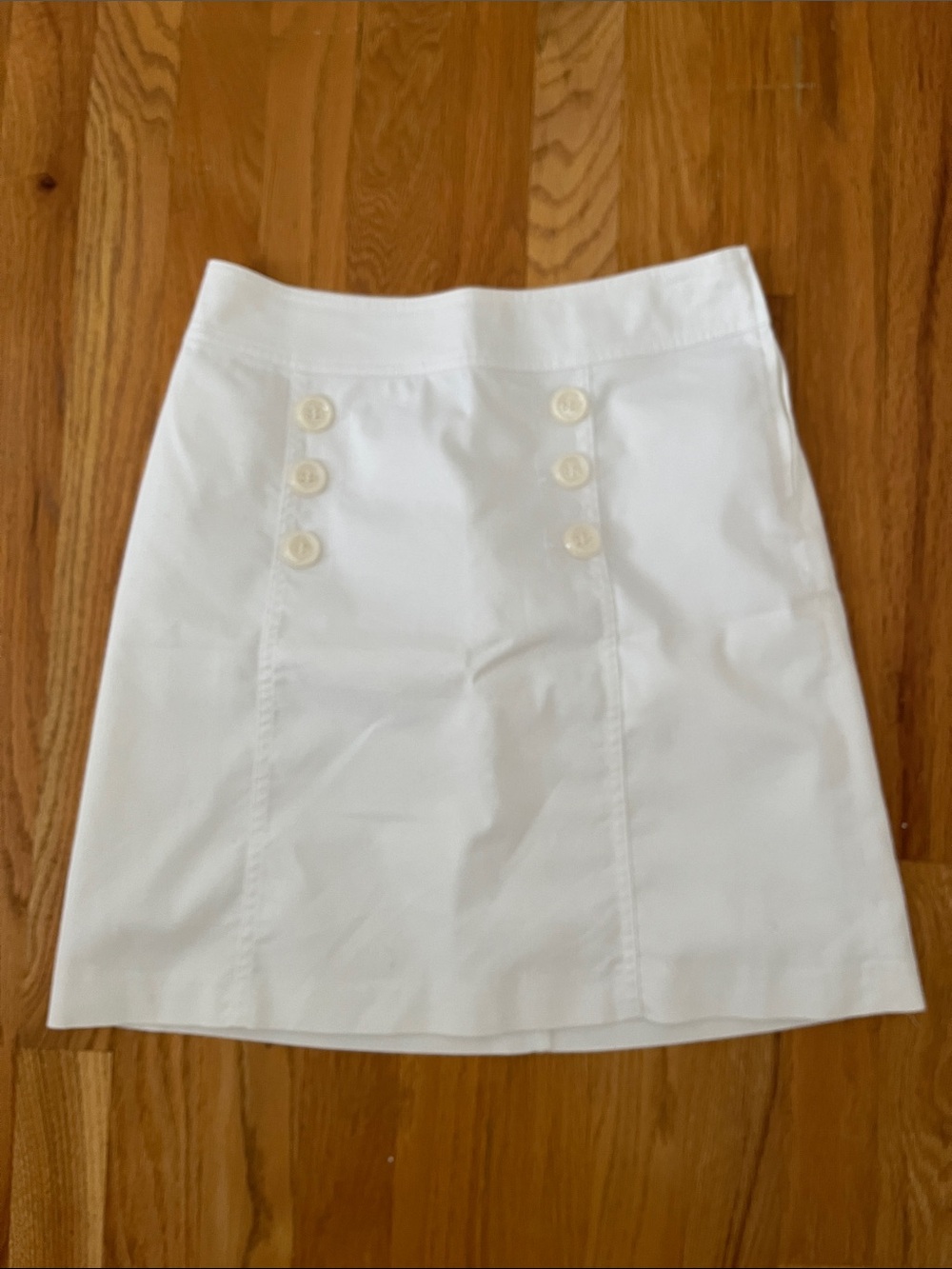 H&M White A-Line Skirt with Front Button Detail